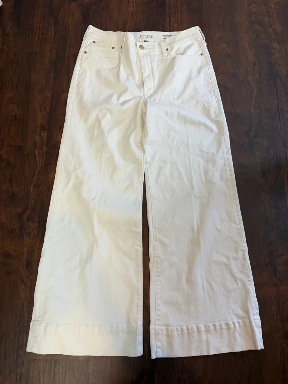 J.Crew White Wide Leg 96 Denim Trouser Jeans